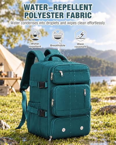 suradar Travel Backpack, 180° Open Laptop Backpack with Shoe Compartment - color: W2-peacock Blue