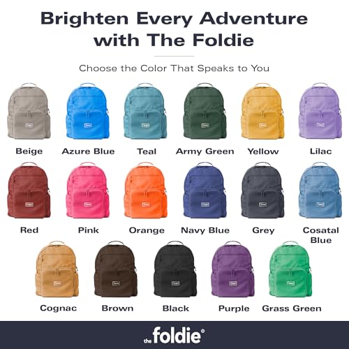 The Foldie Packable Backpack for Travel 32L - Lightweight Foldable Backpacks with Trolly Sleeve & RFID Protection - Water-repellent Casual Daypack Backpacks for Hiking, Camping & Gym - Azure Blue - color: Azure Blue