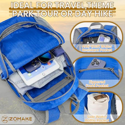 ZOMAKE Lightweight Packable Backpack, Foldable Small Travel Day Pack - color: B-dark Blue 1