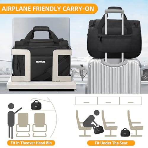 Underseat Carry On Luggage Bag, Lightweight Travel Tote Bag for Travel - color: Black, size: 16IN