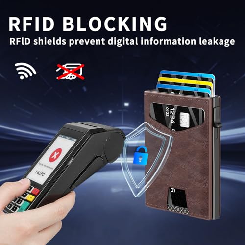 Men’s Wallet with RFID Blocking | Tri-Fold Front Pocket Design | 12 Card Slots, 2 ID Windows & Cash Slot | Aluminum Card Ejector | Durable & Lightweight Men’s Accessories (Coffee) - color: Coffee