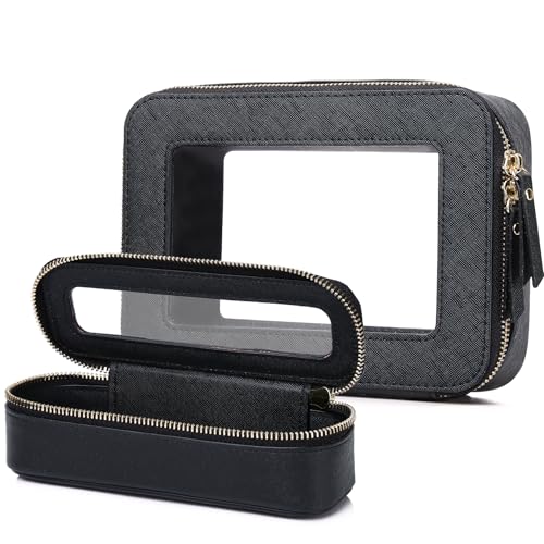 Pinkmik Travel Clear Makeup Bag (Black, M+SLIM) - color: B1/Black, size: M+SLIM