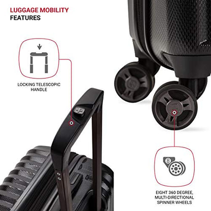 SwissGear 7272 Energie Expandable Hardside Luggage With Spinner Wheels and TSA Lock, Black, Checked-Medium 24-Inch - color: Black, size: Checked-Medium 24-Inch