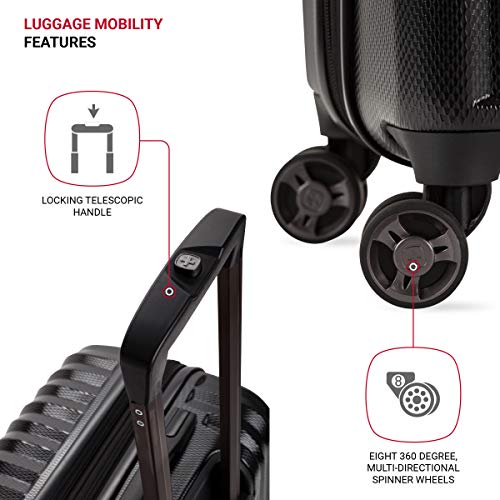 SwissGear 7272 Energie Expandable Hardside Luggage With Spinner Wheels and TSA Lock, Black, Checked-Medium 24-Inch - color: Black, size: Checked-Medium 24-Inch