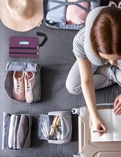 Peicees World Travel Essentials Currency and Passport Organizers Cash Cards Tickets Holder RFID Blocking Wallet, Purple - color: Purple