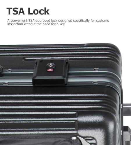 feilario PC Hardside Carry On Luggage, Aluminum Frame, TSA Lock, Cup Holder - color: A4-Grey (zipperless closure), size: 22.5"