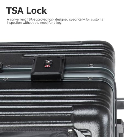 feilario PC Hardside Carry On Luggage, Aluminum Frame, TSA Lock, Cup Holder - color: A4-Grey (zipperless closure), size: 22.5"