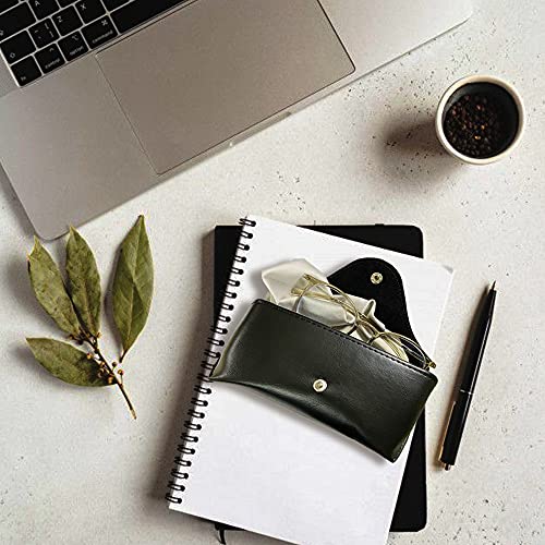 LogHog Portable Leather Glasses Case,Flexible Sunglasses Pouch Slim Case for Women Men Horizontal Eyeglass Case - color: Button - Black