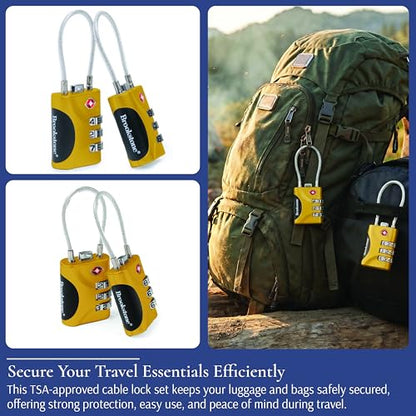Brookstone Cable Luggage Locks, 2 Pack, TSA Approved, Resettable - color: Lemon Yellow
