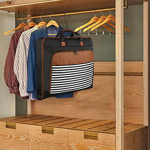 MATEIN Suit Carry On Garment Bag for Travel, Suit Bag with Adjustable Strap - color: Black Stripe