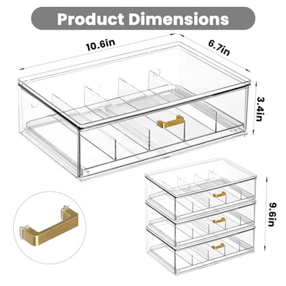 LALOBLUE Drawer Glasses Case, Acrylic Stackable, 3 Pack - size: 3 Pack