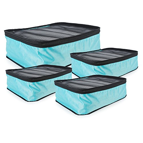 TraveltoGO 4-Piece Mesh Travel Packing Organizer Cube Set, Blue - color: Sky Blue