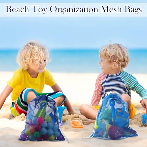 Frienda 6 Pack Mesh Drawstring Bags 11x15 Inch for Toys - color: Blue