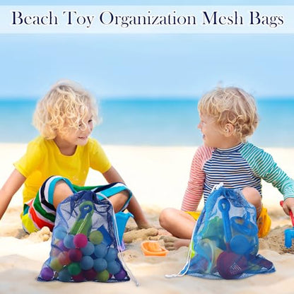 Frienda 6 Pack Mesh Drawstring Bags 11x15 Inch for Toys - color: Blue
