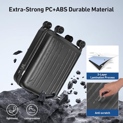 KYME Luggage Sets 2 Piece Hardshell Suitcase with TSA Lock, Black, 20"/24" - color: Black, size: 2Pcs Set(20"/24")