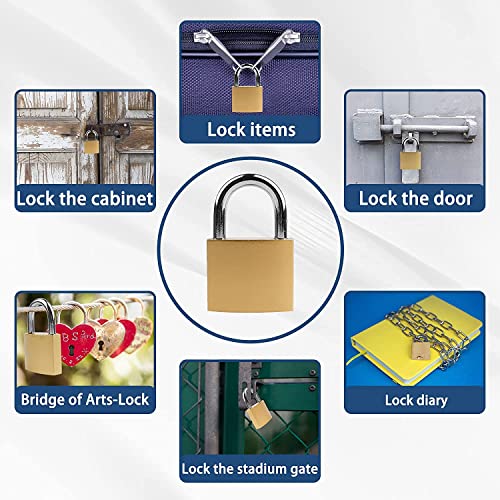 XFJSAK 2 Pcs Small Keyed Padlocks, Locker Lock, Locks with Keys 32mm, Gold, Compact, Hardened Alloy, Securing Luggage, Gym Lockers - color: 2 PCS 32mm Yellow
