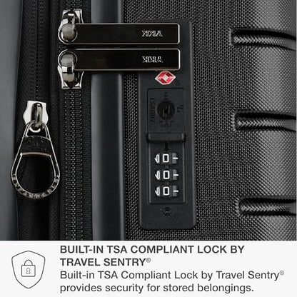 Traveler's Choice Archer Polycarbonate Hardside Spinner Luggage Set, Tie Down Straps, Black, Checked 25-Inch - color: Black, size: 1-Piece (Checked 26-Inch)