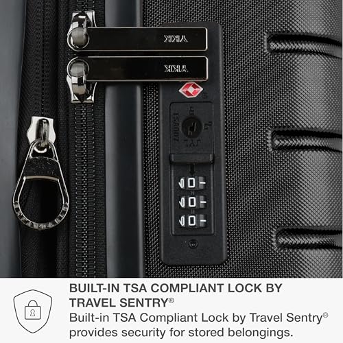Traveler's Choice Archer Polycarbonate Hardside Spinner Luggage Set, Tie Down Straps, Black, Carry-On 21-Inch - color: Black, size: 1-Piece (Carry-On 21-Inch)