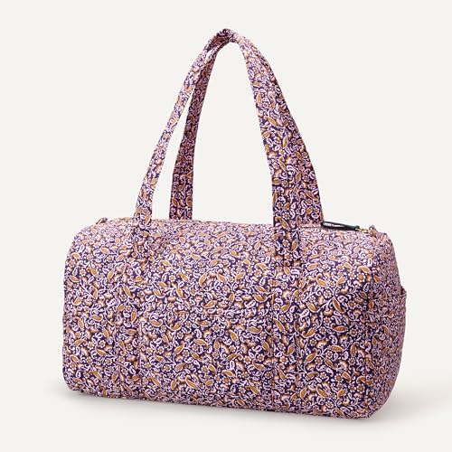 Amazon Essentials Women's Quilted Weekender Duffel Gym Bag with Trolley Sleeve, Navy Paisley, One Size - color: Navy Paisley