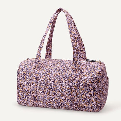 Amazon Essentials Women's Quilted Weekender Duffel Gym Bag with Trolley Sleeve, Navy Paisley, One Size - color: Navy Paisley