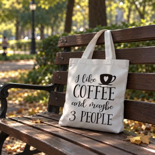 Funny Canvas Tote Bag, Reusable Playful Shoulder Bag, Whimsical Carryall for Shopping Commute Beach - color: Coffee 01