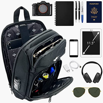Equinox Sling Backpack Anti Theft Combination Lock Chest Shoulder Bag Waterproof Crossbody Casual Daypack (Black) - color: Black