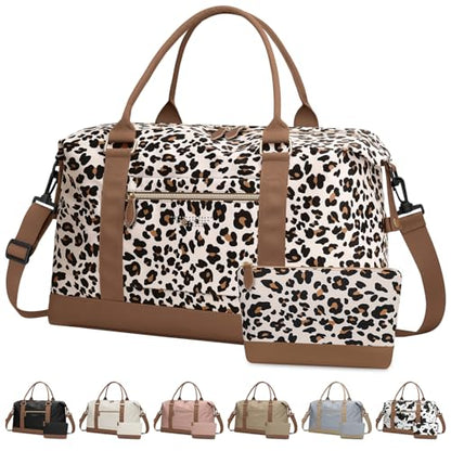 ELONGRIVER Women Travel Duffle Bags, Weekender Overnight Bag, Hospital Bag - color: Leopard Print, size: X-Large
