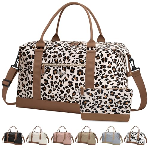 ELONGRIVER Women Travel Duffle Bags, Weekender Overnight Bag, Hospital Bag - color: Leopard Print, size: X-Large
