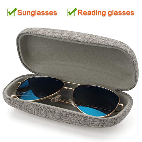 Vemiss Hard Shell Sunglasses Case, Large Linen Fabric Protective Glasses Case for Men Women - color: Grey 2, size: Sunglass Case