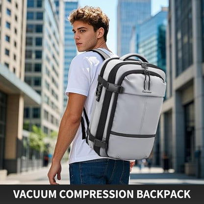 60L Expandable Vacuum Travel Backpack Luggage Backpack - color: Grey