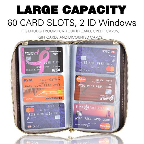 Easyoulife Credit Card Holder Wallet Womens Zipper Leather Case Purse RFID Blocking - color: Gold