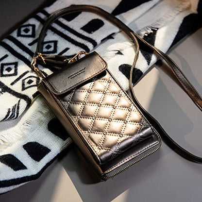 Montana West Crossbody Cell Phone Purse for Women RFID Blocking Cellphone Wallet - color: Bronze