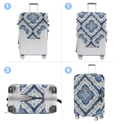 Blue Pattern Luggage Cover Washable Suitcase Protector Anti-scratch Suitcase cover Fits 32-34 Inch Luggage XL - color: Blue pattern, size: XL(32-34inch suitcase)