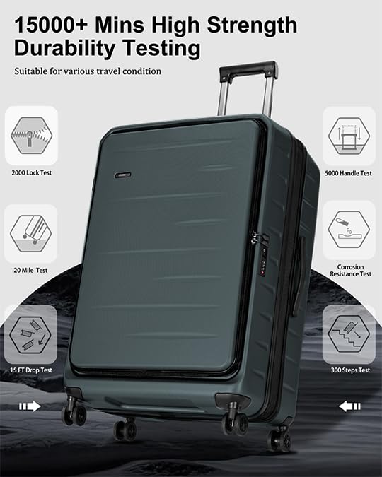 CENSIEN Expandable Checked Luggage, 28 Inch Top Opening Trunk Suitcases - color: Green, size: 28 Inch EXT