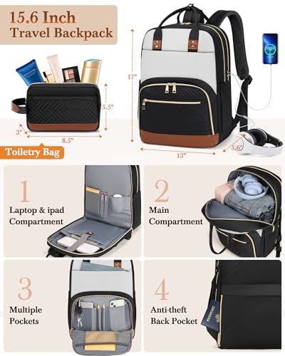 RAINSMORE Carry On Luggage with wheels, Softside Suitcases Set 3 Piece - color: Black-White-Brown