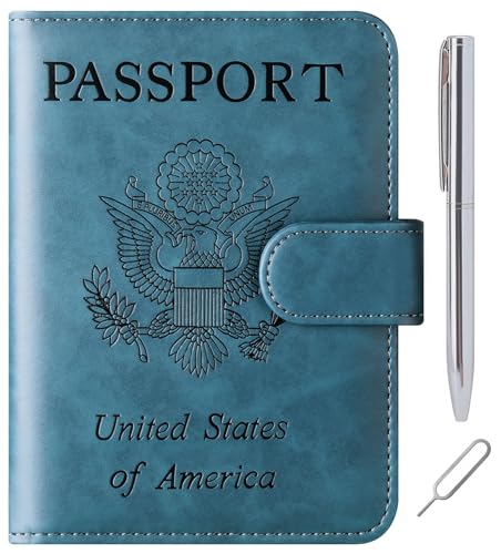 LOHASLIFE Passport Holder for Travel, Rfid Blocking Passport Cover Wallet - color: 120#Blue