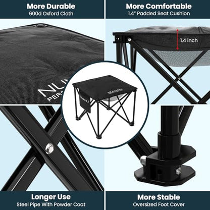 NUMANU Padded Folding Camp Stool for Adults, Footrest & Carry Bag, 500 lbs - size: 1PK (1x Seat)