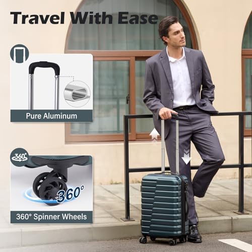 Coolife Lightweight Luggage with TSA Lock,3 Piece Set Teal Blue - color: Teal Blue, size: 3 Piece Set (20in/24in/28in)