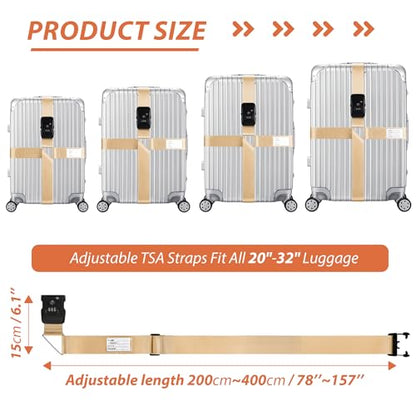 TSA Approved Luggage Straps with Combination Lock, Cross Khaki - color: Cross Khaki