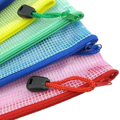 Unifizz A5 Plastic Wallets Mesh Zipper Pouch, Zip Lock Bags Document Folders Waterproof Plastic Pockets Zipper Bags Storage Bags for Office School Travel, 24 x 17cm, Green, 1pcs