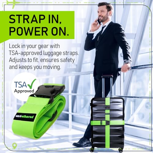 Untethered Luggage Straps for Suitcases, TSA Approved, 4-Pack, Green - style: Green Straps