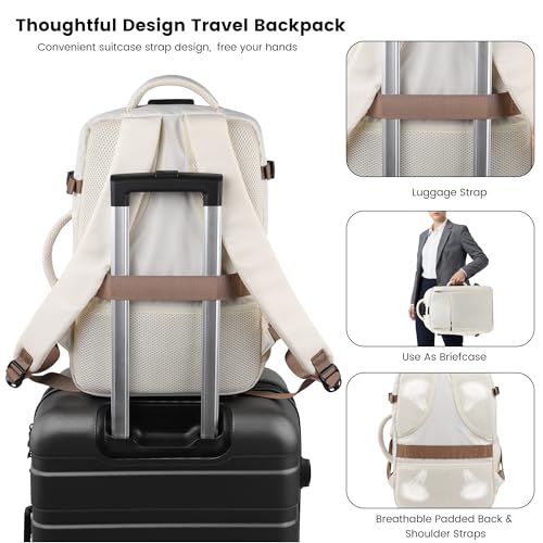 TANTOMI Travel Backpack for Women, Laptop Bag，31L Carry on Backpack - color: Cream White, size: X-Large