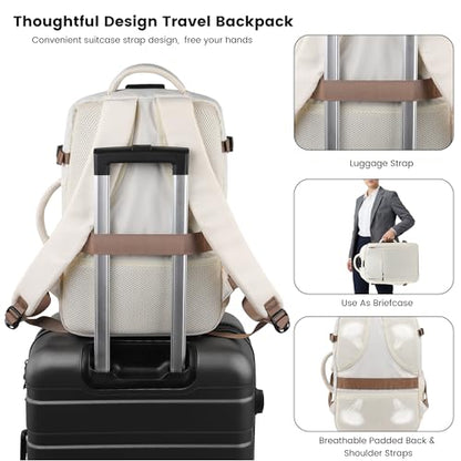 TANTOMI Travel Backpack for Women, Laptop Bag，31L Carry on Backpack - color: Cream White, size: X-Large