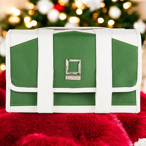 Compact Leatherette Travel Case for Men & Women, Gem/Cream - color: Gem / Cream