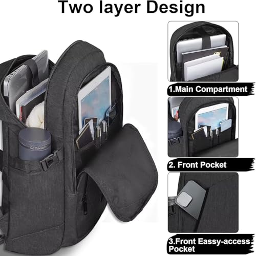 Mancro Business Travel Laptop Backpack, Anti Theft Slim Laptop Bag for Men - color: Black, size: 15.6 inch
