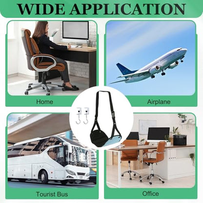 PATIKIL Airplane Footrest, Adjustable Foot Hammock with Hooks Foldable Memory Foam Footstool to Relax Feet Long Flight Airplane Travel Essentials for Under Office Desk, Black, Pale Blue - color: Black, Pale Blue