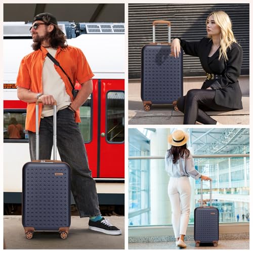 Kono Carry On Luggage 22x14x9 Airline Approved Suitcase, Navy - color: Navy, size: Carry-On 20-Inch