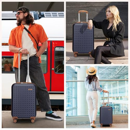 Kono Carry On Luggage 22x14x9 Airline Approved Suitcase, Navy - color: Navy, size: Carry-On 20-Inch