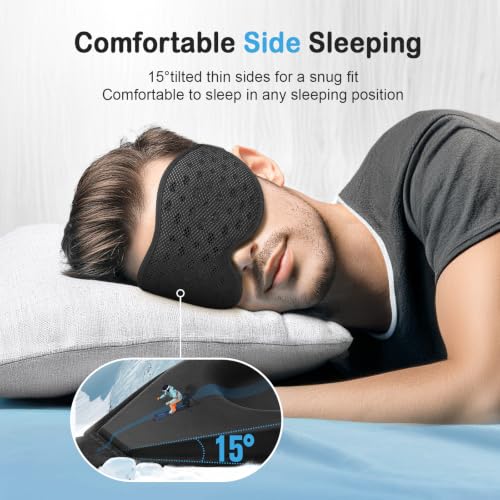 LitBear Breathable Sleep Mask, 3D Eye Mask Sleep for Side Sleepers Women Men - color: Black