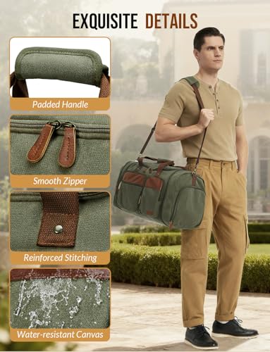 Canvas Duffle Bag for Travel 65L Expandable, Army Green - color: Army Green, size: Extra Large 65 L